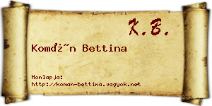 Komán Bettina névjegykártya