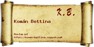Komán Bettina névjegykártya